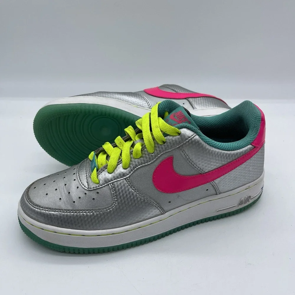 Nike Air Force 1 Low Youth Size 7 Shoes 314219-011 Metallic Sliver Women's 8.5